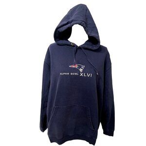 Patriots Super Bowl XLVI Hoodie Blue Size XL EUC